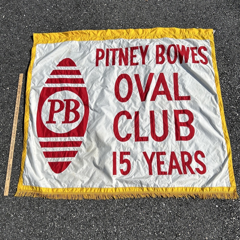 RARE Pitney Bowes Oval Club Banner 15 Year Sign Flag Only One Made! New York VTG